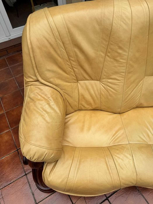 zestaw mebli wypoczynkowych kanapa fotel skórzany skóra naturalna