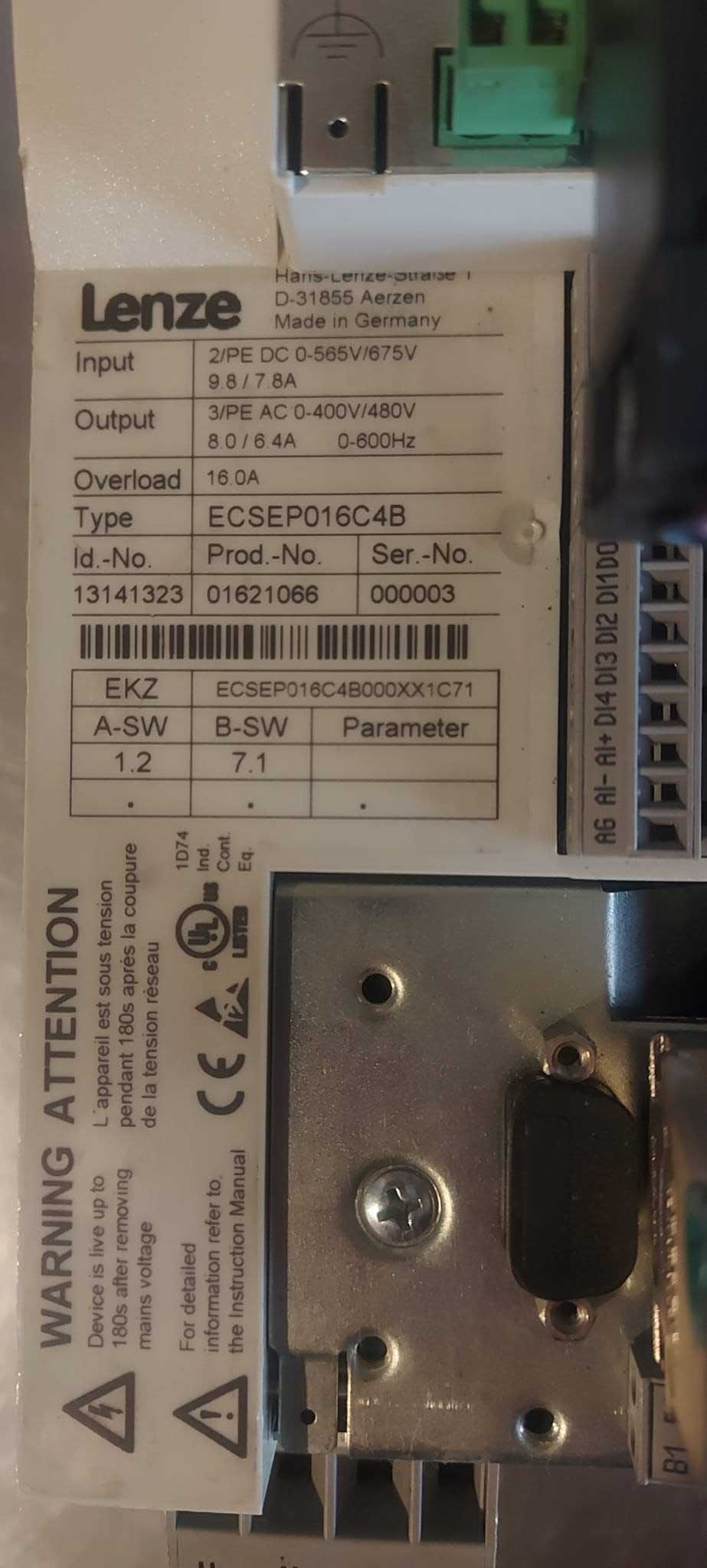 Serwonapęd Servo drive Lenze ECSEP016C4B Profibus DP