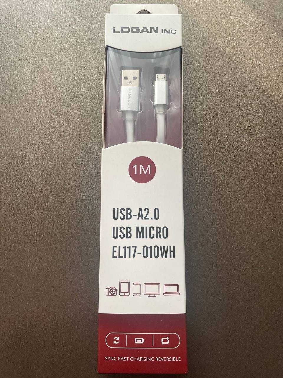 Кабель Logan USB-A 2.0 - microUSB 1 м White (EL117-010WH)
