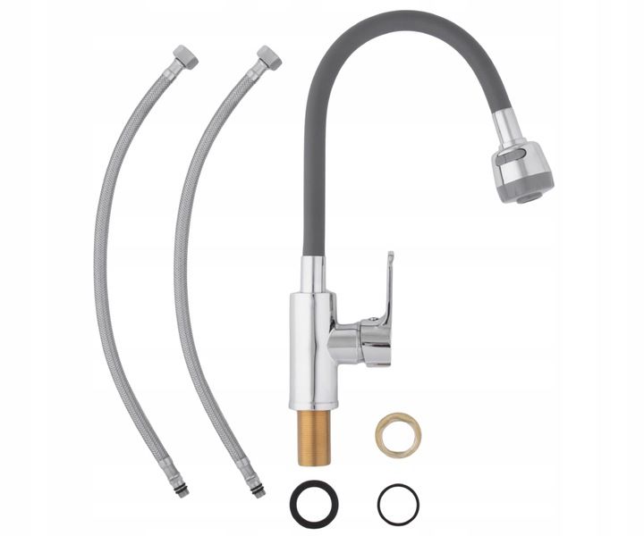 Bateria Kuchenna Obrotowa Szara Elastyczna Giętka Kran Do Kuchni Zlewu