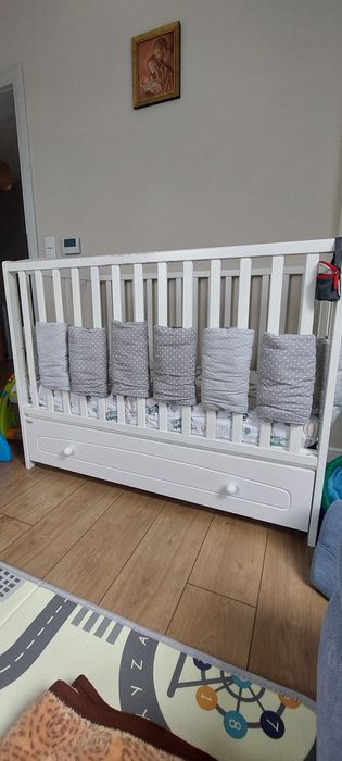 Łóżeczko dziecięce drewniane Wisad dla dziecka noworodka łóżko kojec