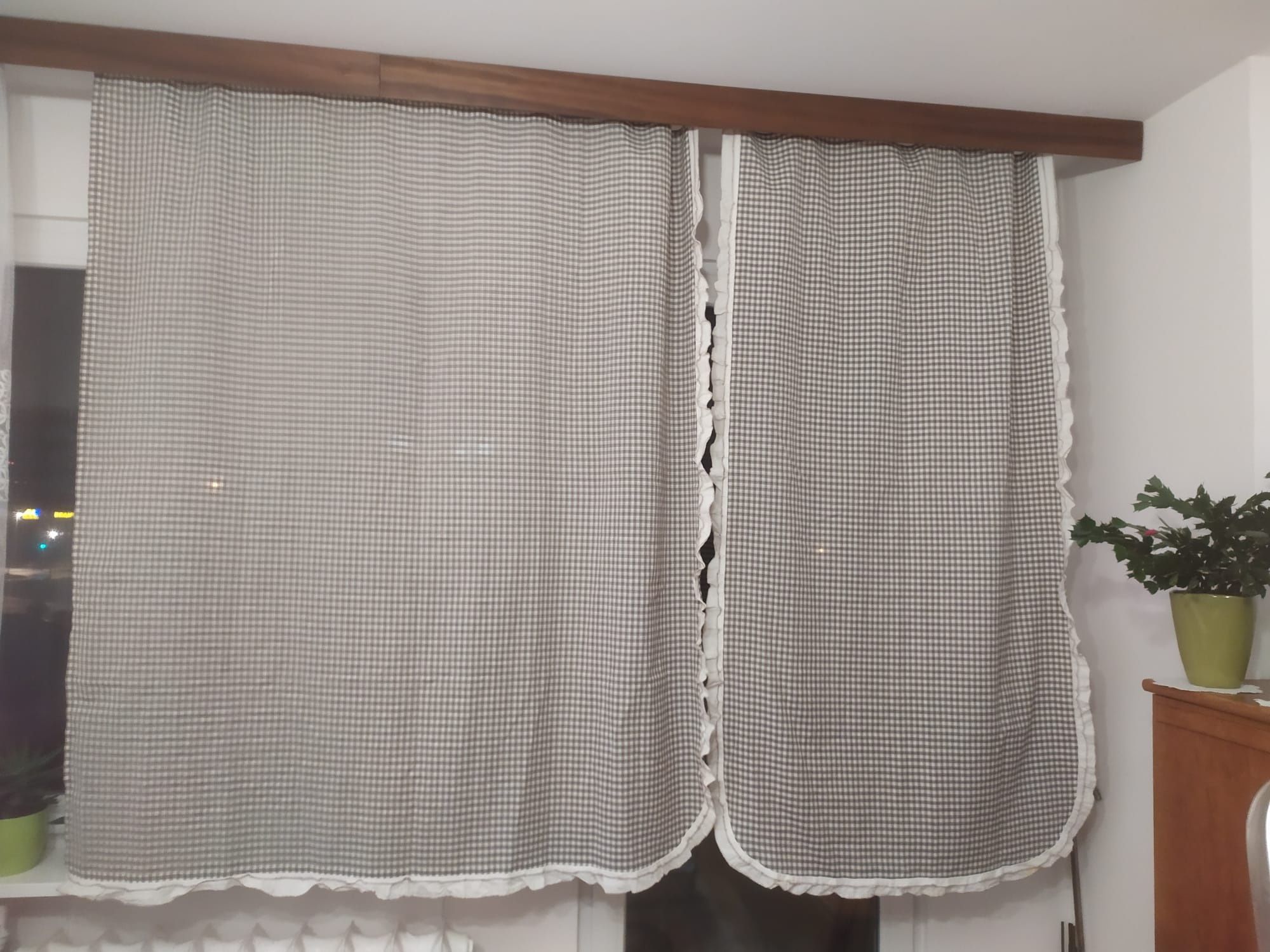 Komplet zasłon serwetki vintage kratka