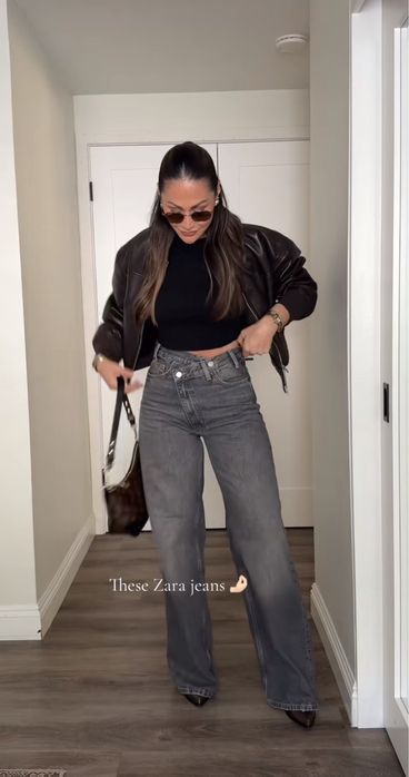 Джинси Zara Wide Leg з асиметричною застібкою