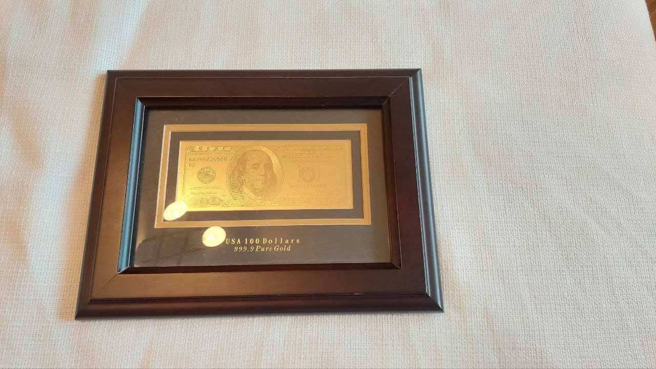 Картина (панно) банкнота 100 долларів США (USD), золото