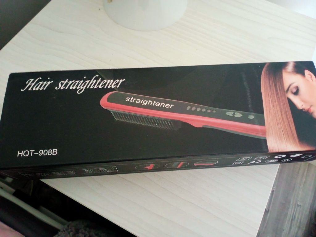 Elektryczna, ceramiczna prostownica, szczotka do włosów Straightener