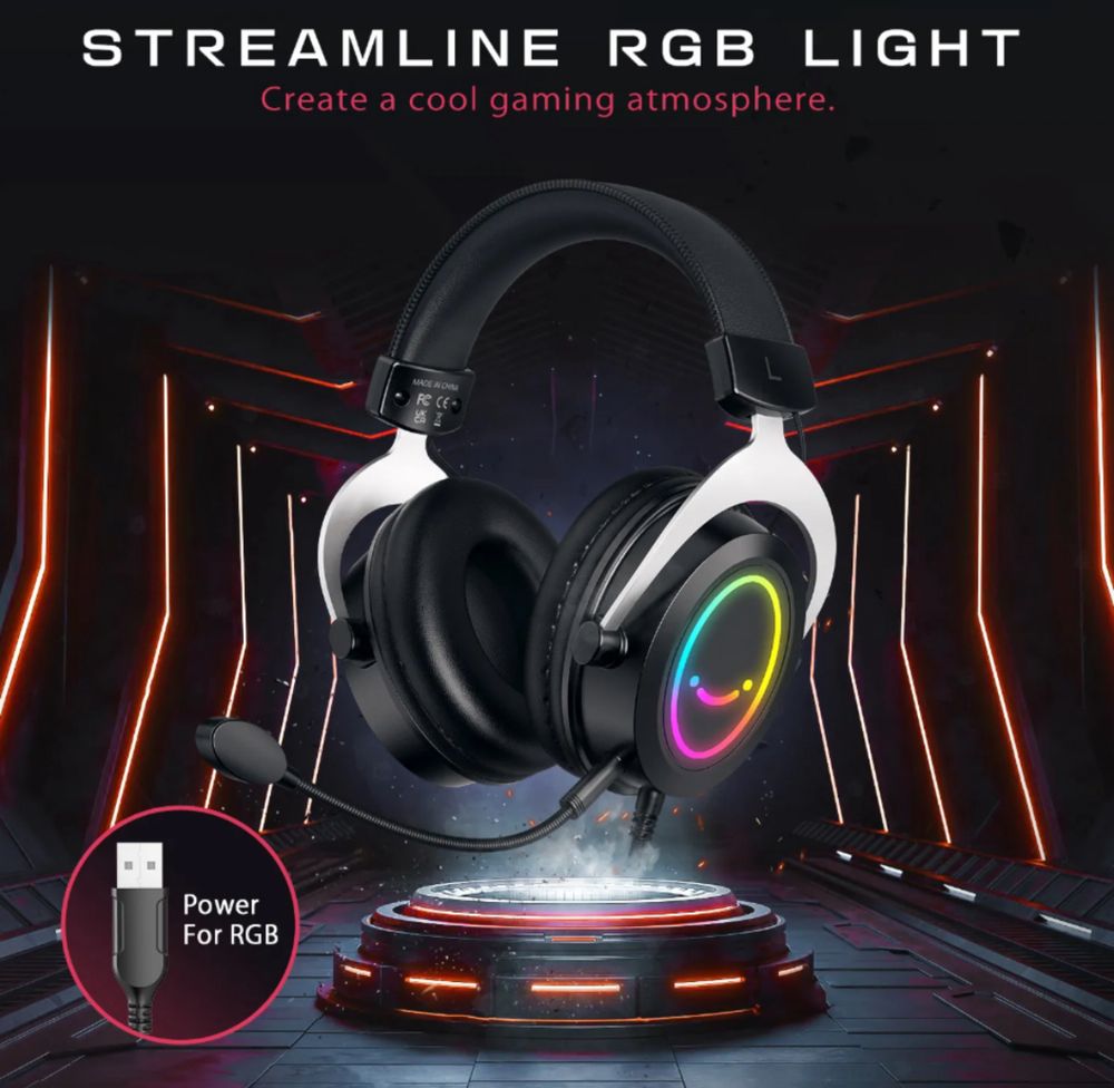 Навушники Fifine H3 Black зі знімним мікорофоном / RGB підсвічуванням