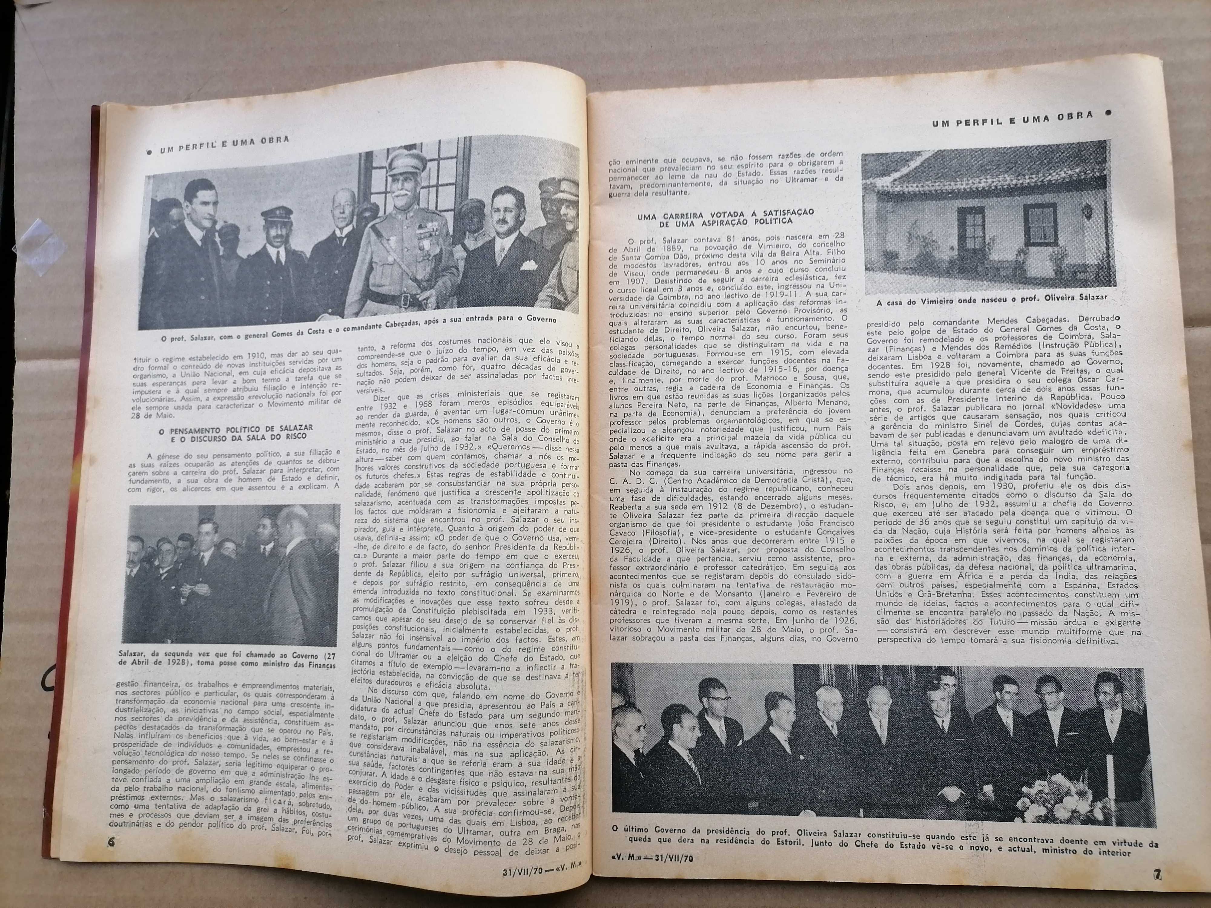 SALAZAR : Um Homem e Uma Época Vida Mundial ESPECIAL 1970 c/64 Páginas