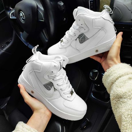 Зимние женские кроссовки Nike Air Force 1 білі белые ботинки черевики