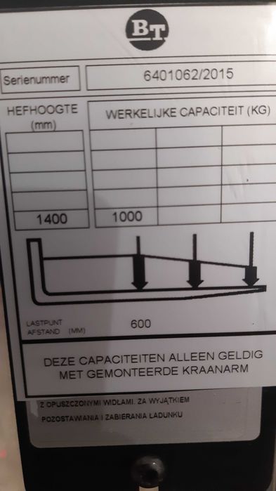 Paleciak elektryczny wózek Toyota BT SWE 120 WIDLY A2