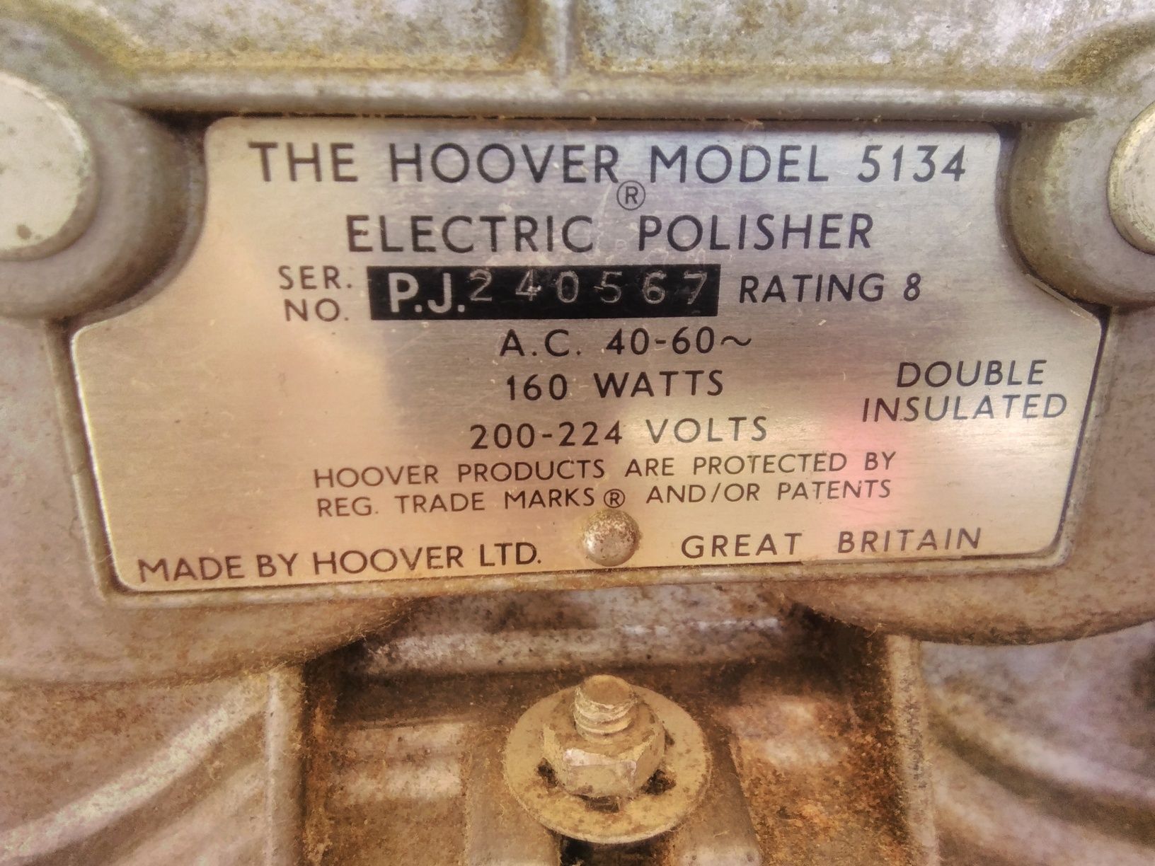 Enceradora vintage Hoover model 5134, 1961