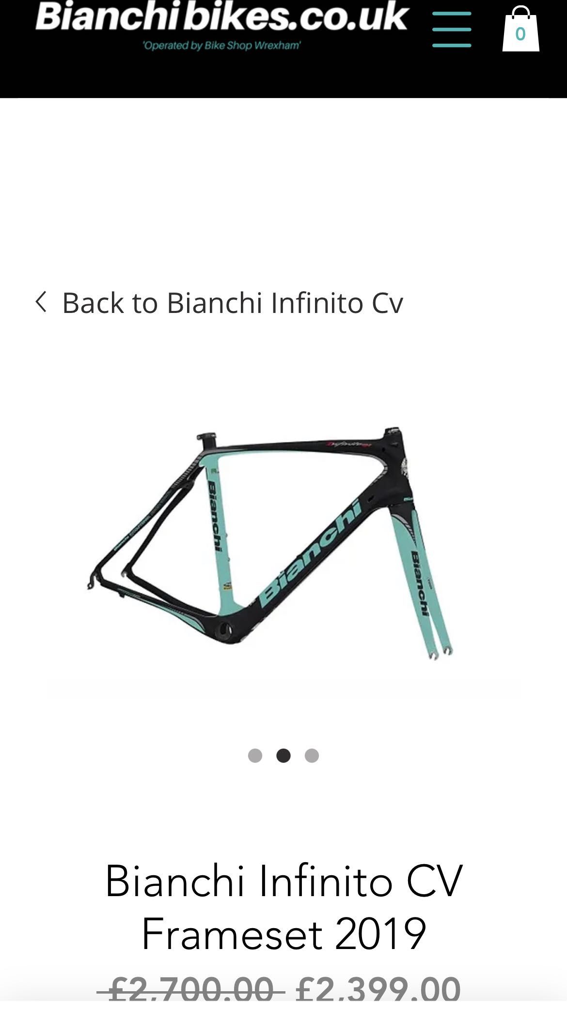 Bianchi Infiniti CV disc frame - Beautiful Never used size 55