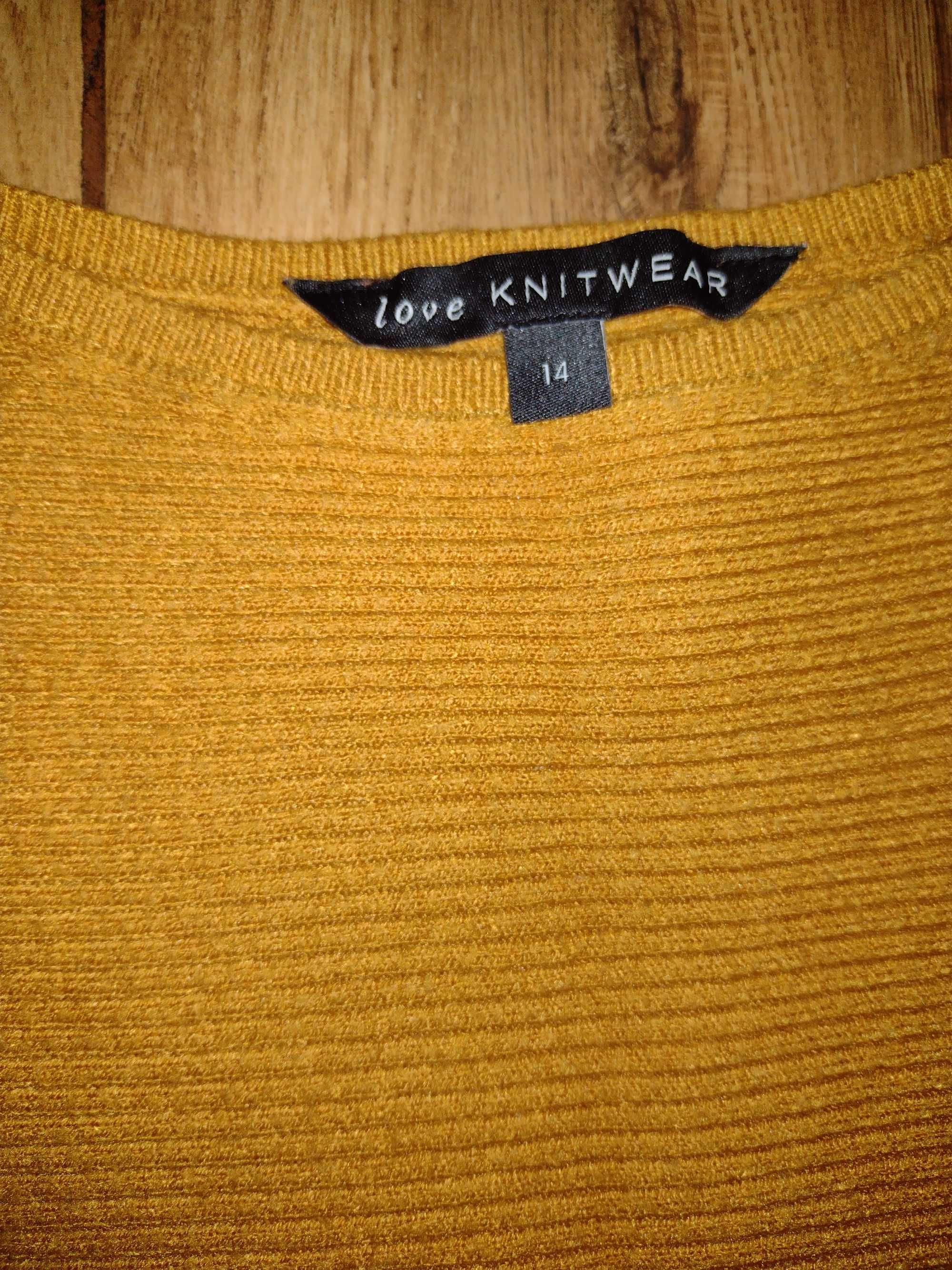 Sweter damski XL 42 musztardowy łańcuch