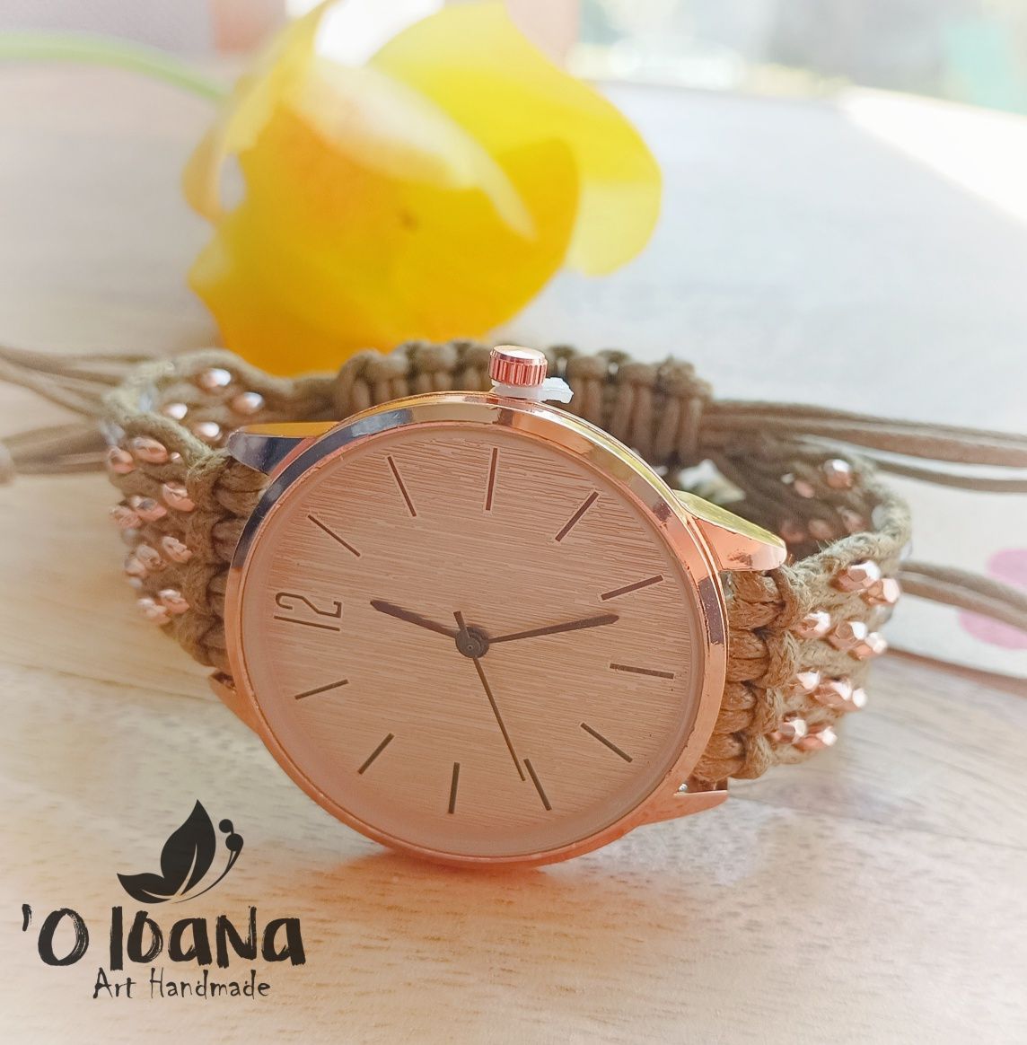 Zegarek handmade kryształ górski hematyt