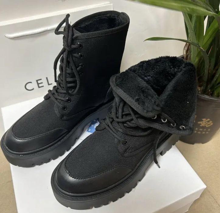 Теплі жіночі черевики ботинки Celine boots bulky laced