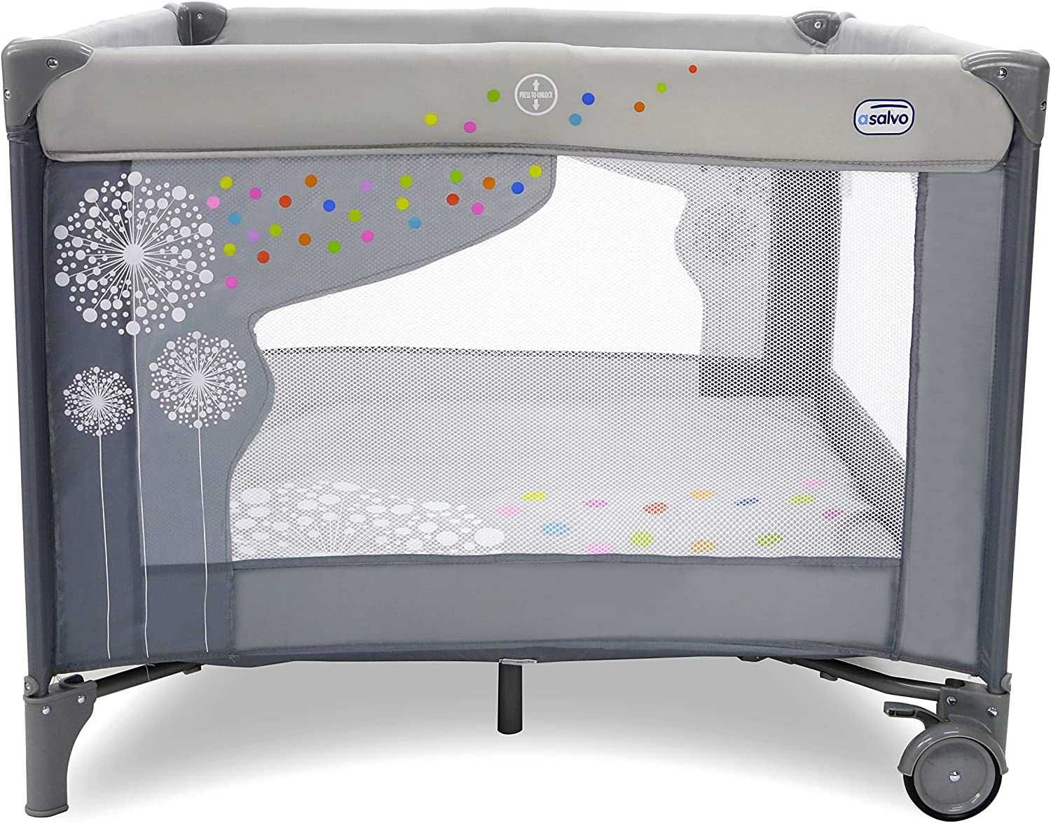 кровать манеж дитяче ліжко мобільне складне  Asalvo 12487 з дизайном
