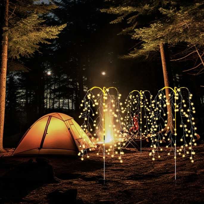 2x Lampa Ogrodowa Solarna LED Wodospad Druciki Drzewko Lampki Ogrodu