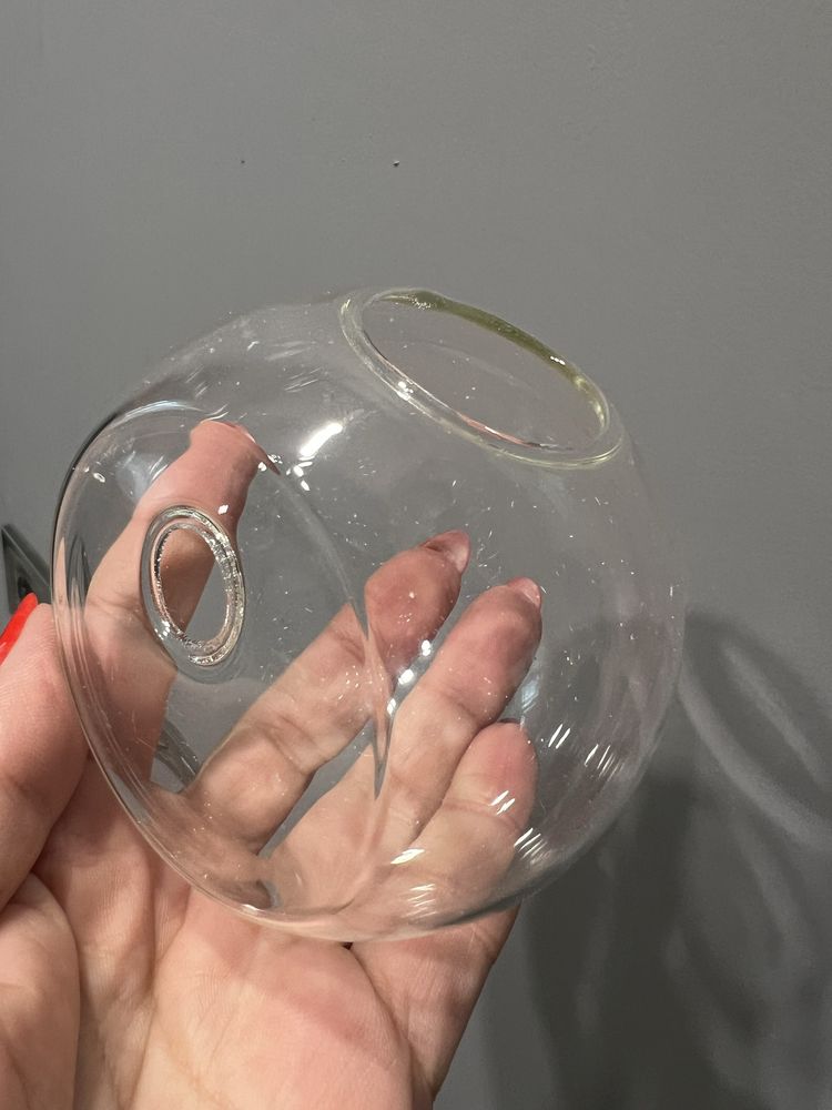 Стеклянная подвесная ваза круглая кашпо вазочка скляна
