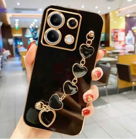 Etui plecki case z łańcuszkiem Xiaomi Redmi Note13 Pro 5g czarno/złoty