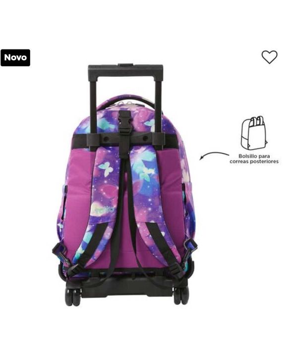 Mochila Totto com rodas removíveis. Estampado Star Butterfly