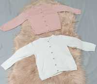 2x Sweterek dla dziewczynki ażurkowe biały i różowy H&M, Smyk roz. 92