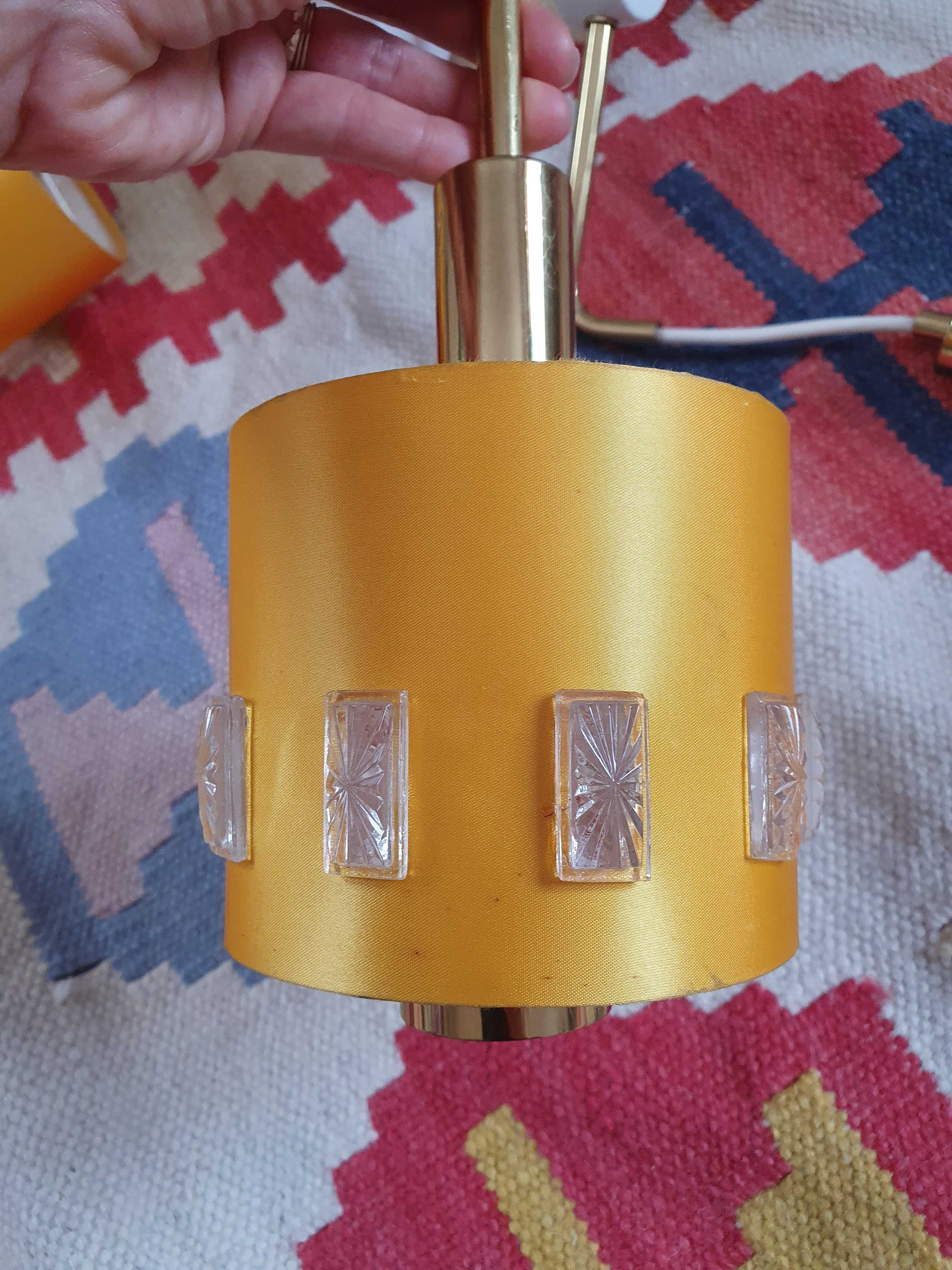 Lampa sufitowa, żółty abażur, lata 60, vintage / retro / PRL