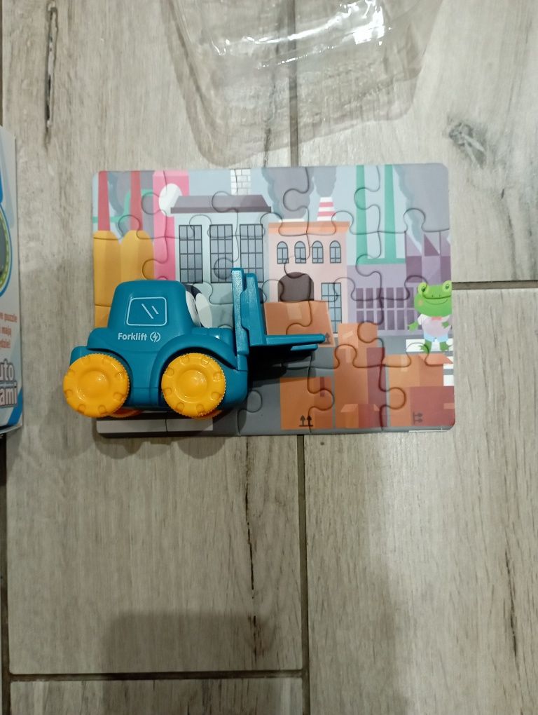 Mini auto z puzzlami, wózek widłowy, zabawka dla dzieci