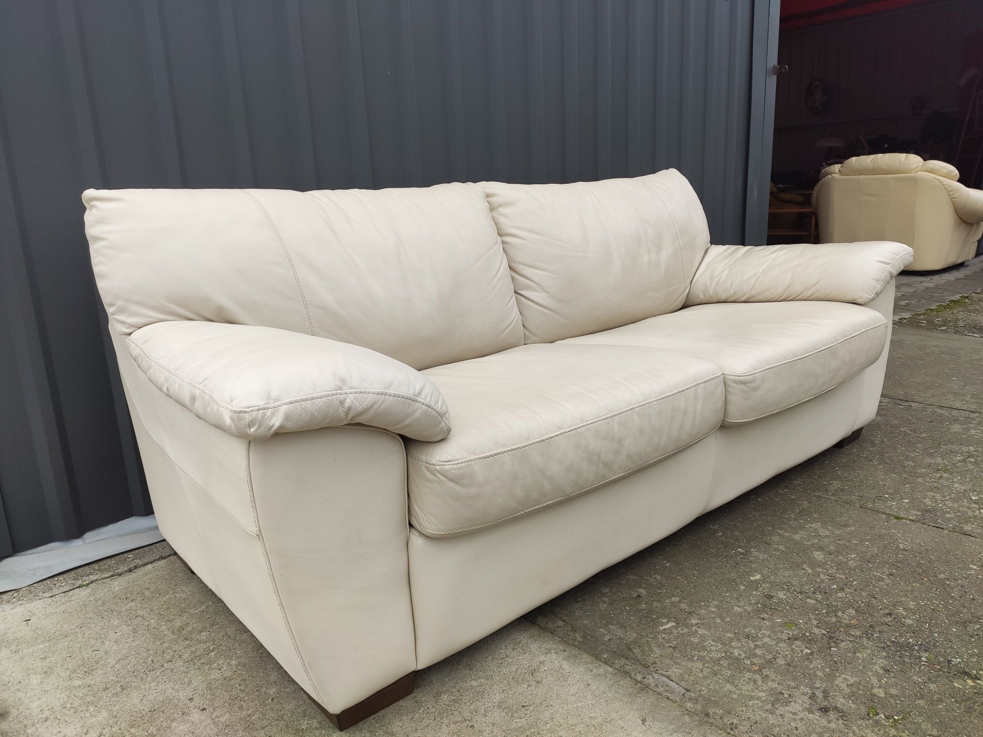 Sofa skórzana 3-osobowa z funkcją spania- skóra naturalna! Okazja