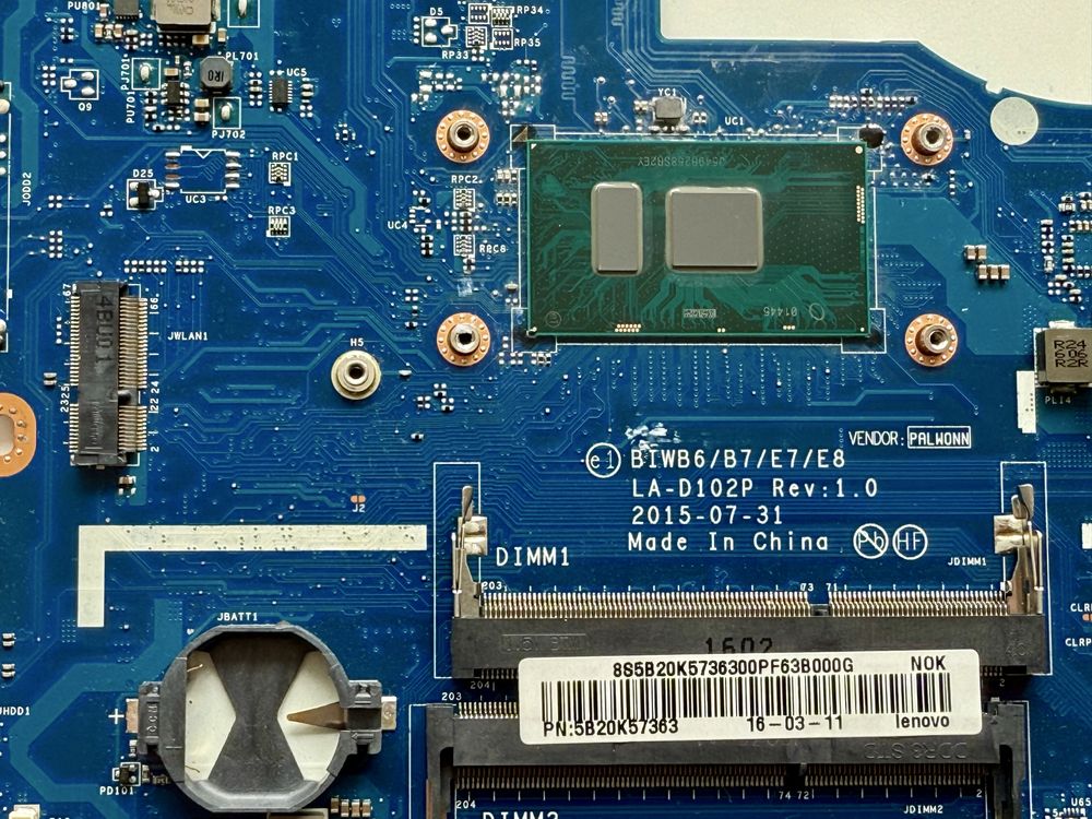 Płyta główna Lenovo B51-80 biwb6/b7/e7/e8 LA-D102P i5-6200U