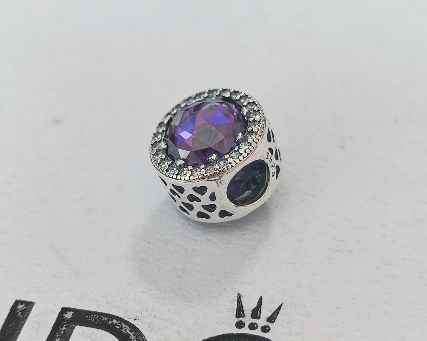 Charm's srebrny fioletowy dwustronny kryształ S925