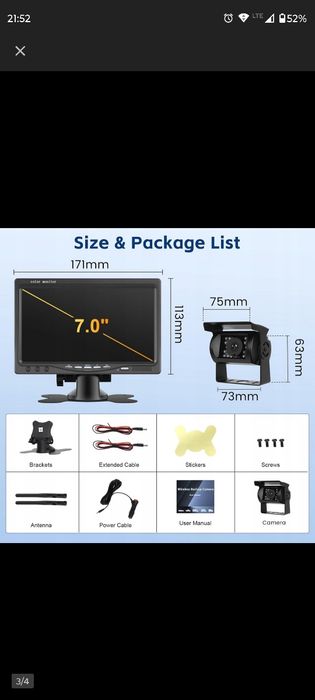 Kamera cofania z monitorem 7 cali
