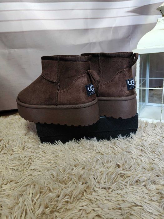 Buty emu UGG czekoladowe na grubej podeszwie