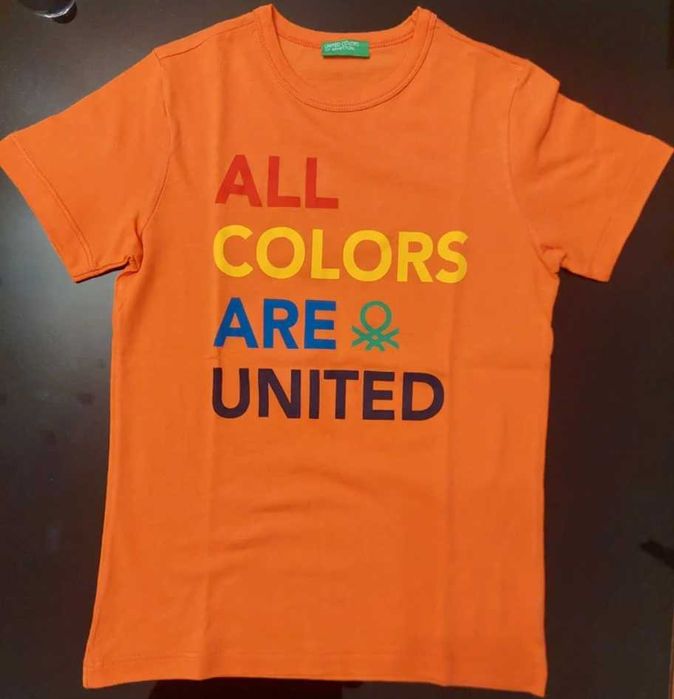 T-shirt manga curta, laranja, Benetton, 7-8 anos - Muito Bom