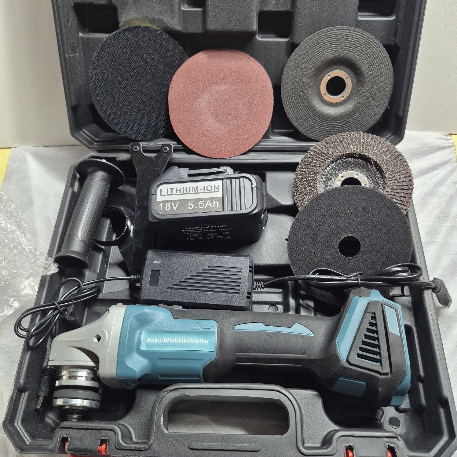Szlifierka kątowa 18V 1200W 125mm Polerka Komplet