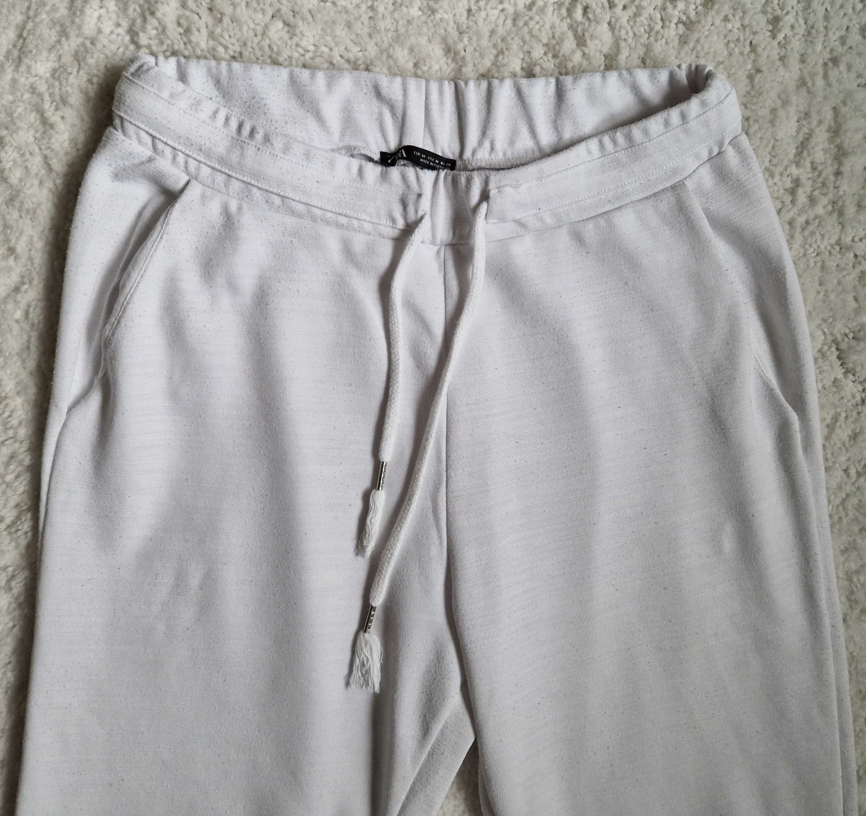 Białe luźne spodnie damskie ZARA r. M/L