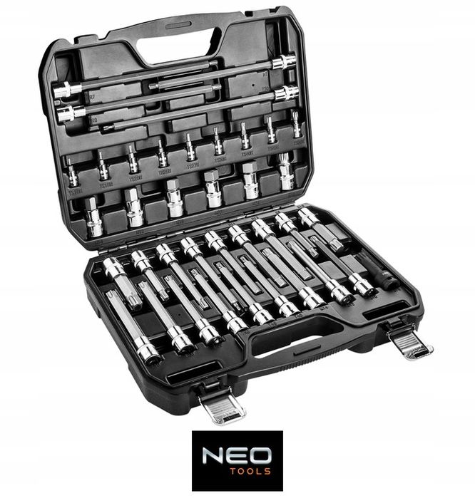 Neo Zestaw Bitów Bity I Nasadek Torx Hex Ribe Star 1/2 38szt Klucze 08