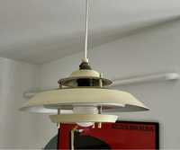 Lampa UFO PRL metalowa kremowa