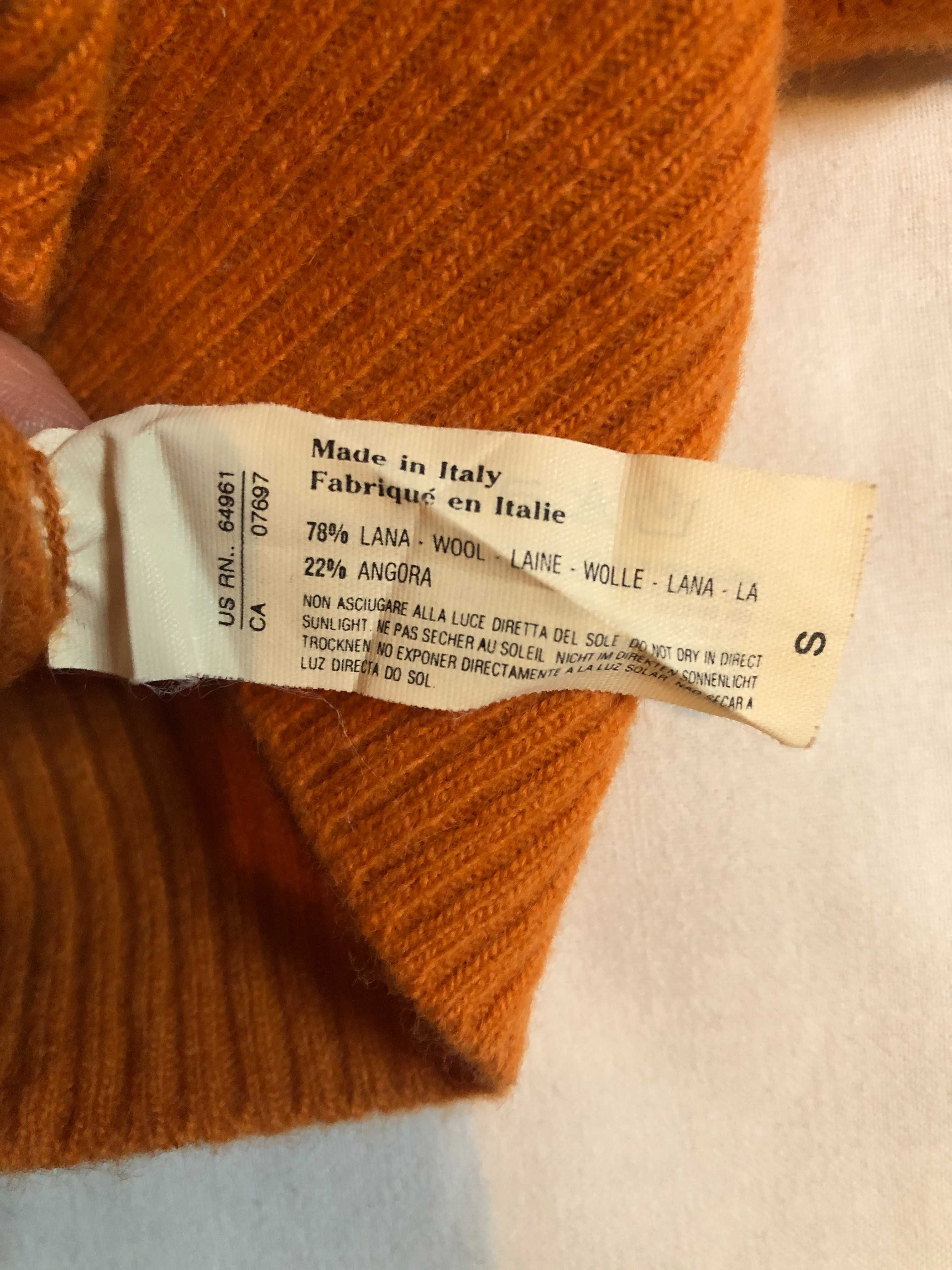 Kamizelka Sisley pomarańczowa wełna wełniana angora XS