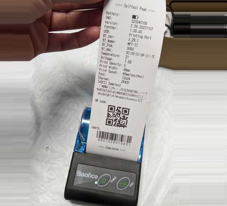 Компактный термопринтер Bisofice BT, беспроводной USB-принтер