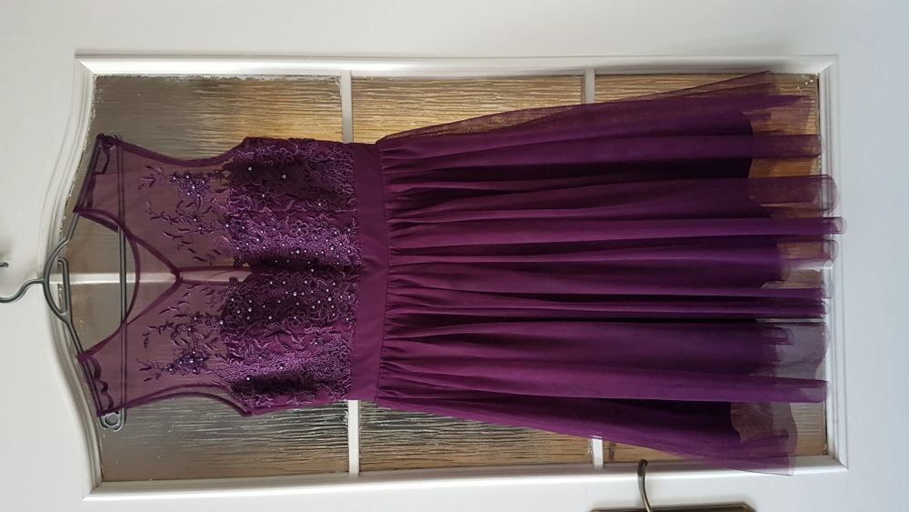 Sukienka koktajlowa fioletowa śliwkowa