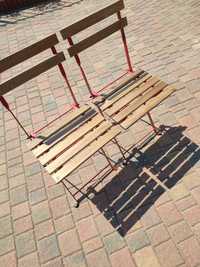 Krzesła składane do ogrodu 2 sztuki stal i drewno akacjowe