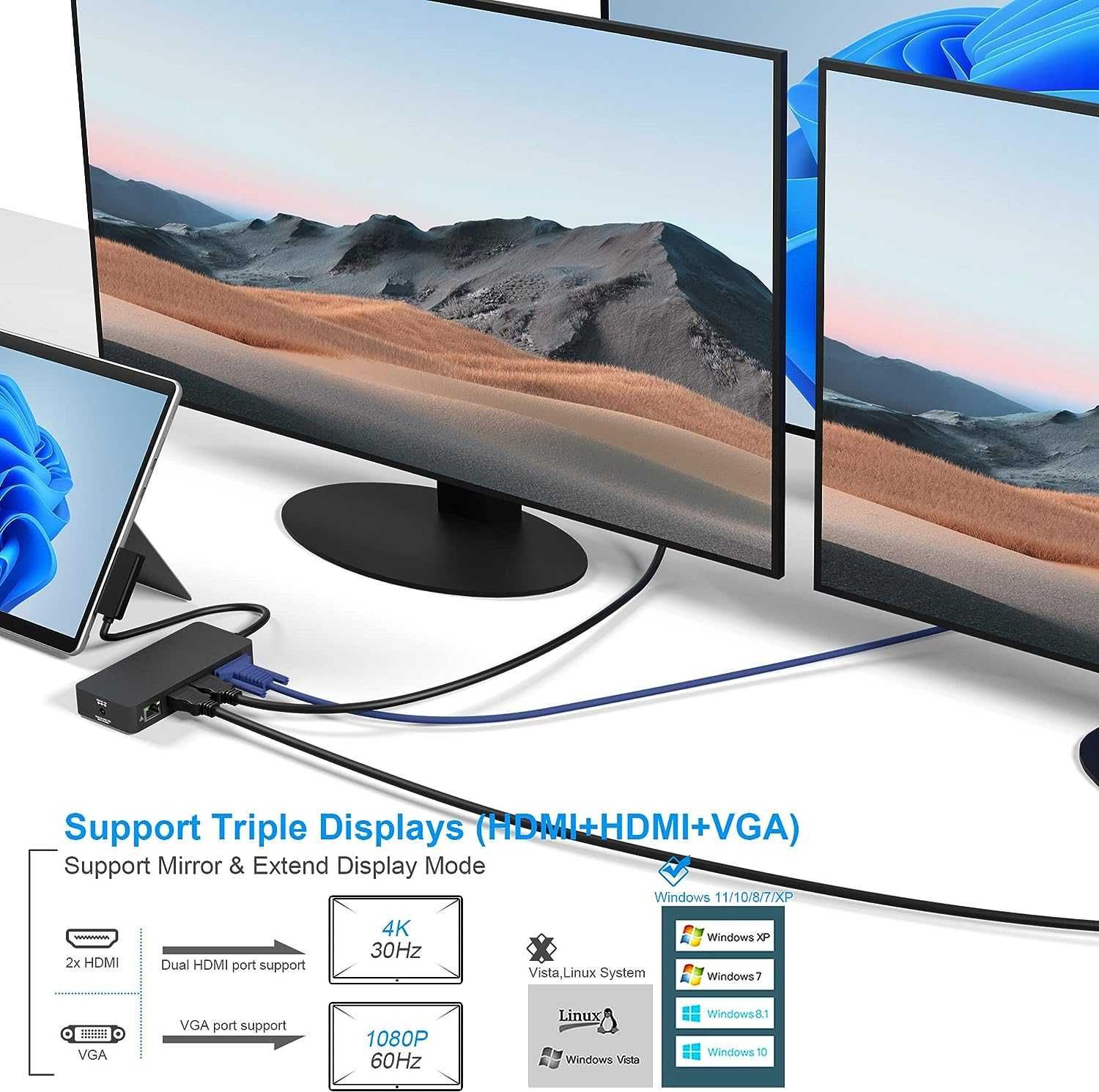Stacja Dokująca Microsoft Surface Dock VGA HDMI RJ45 USB3.0 Adapter
