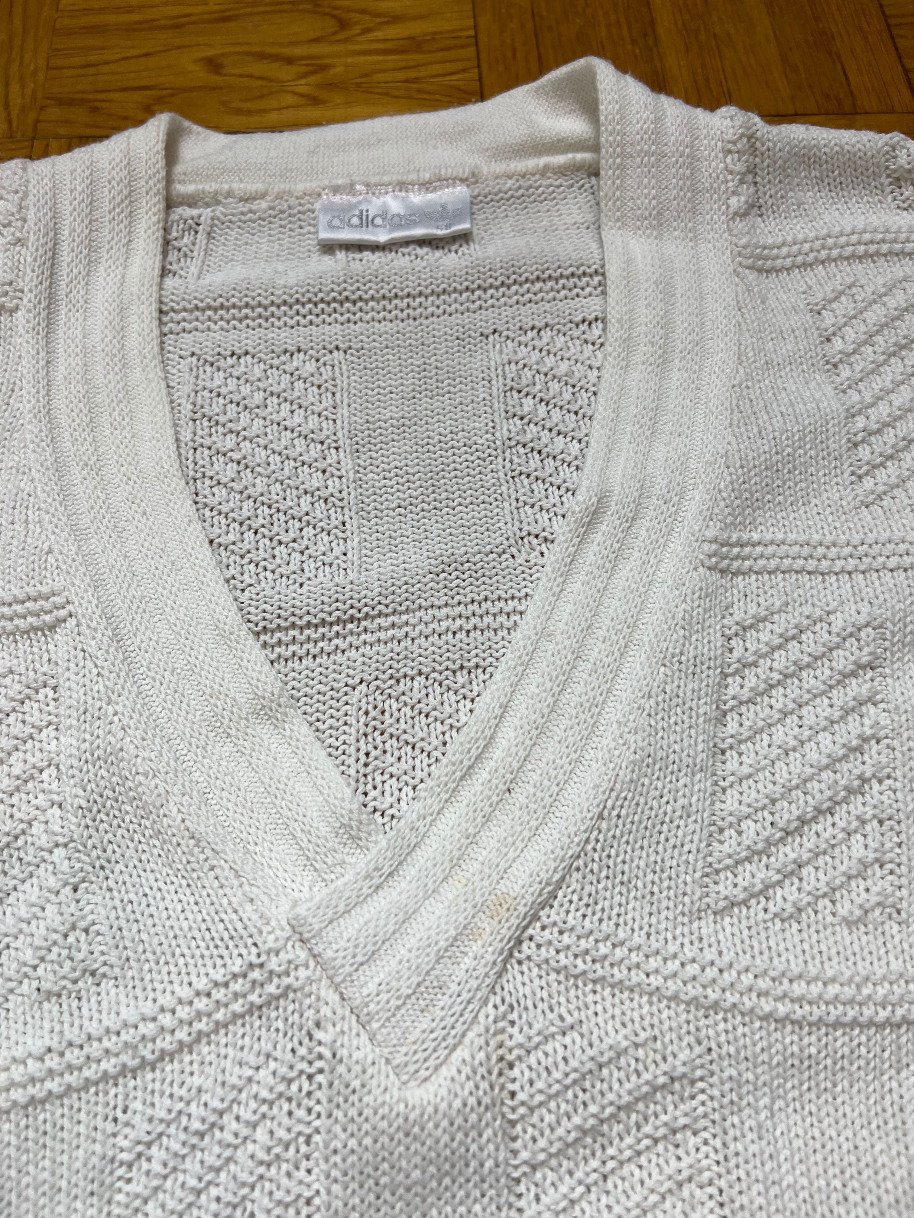 Sweter Adidas vintage 90’s tag white vneck logo