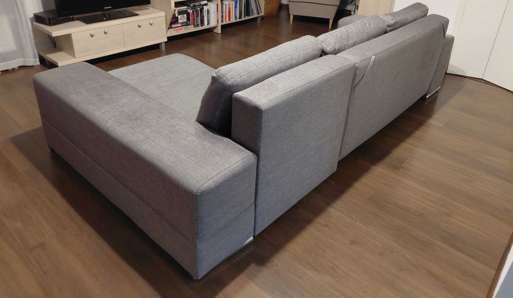 Sofa kanapa szara melanż narożnik z funkcją spania rozkładany