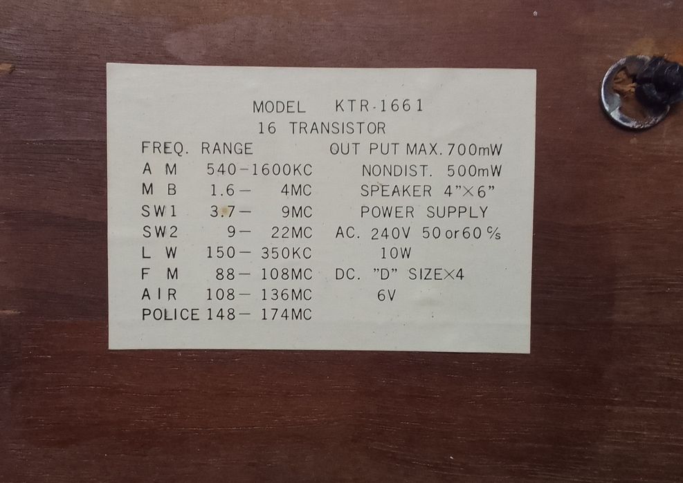 Rádio Koyo KTR 1661