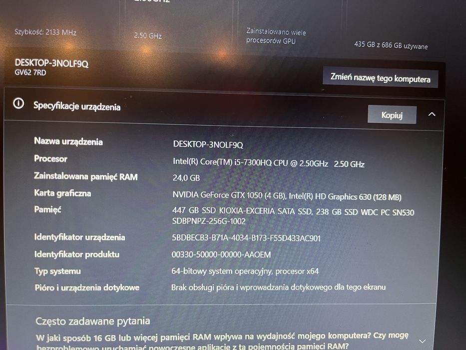 Laptop Gamingowy Msi GV62RD