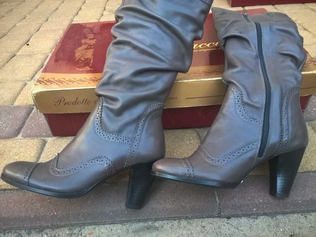 NOWE Buty-Kozaki OFICERKI Damskie35 Natural skóra100% SZARY Klasa Gw6m