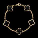 Pulseira Vintage Alhambra, 5 motivos Ouro 18k Ônix - NOVO