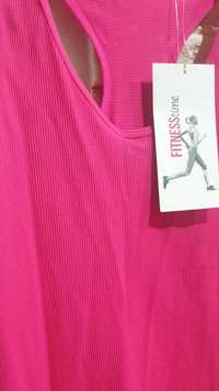 Koszulka bokserka damska sportowa t-shirt  Fitness Time fuksja roz M