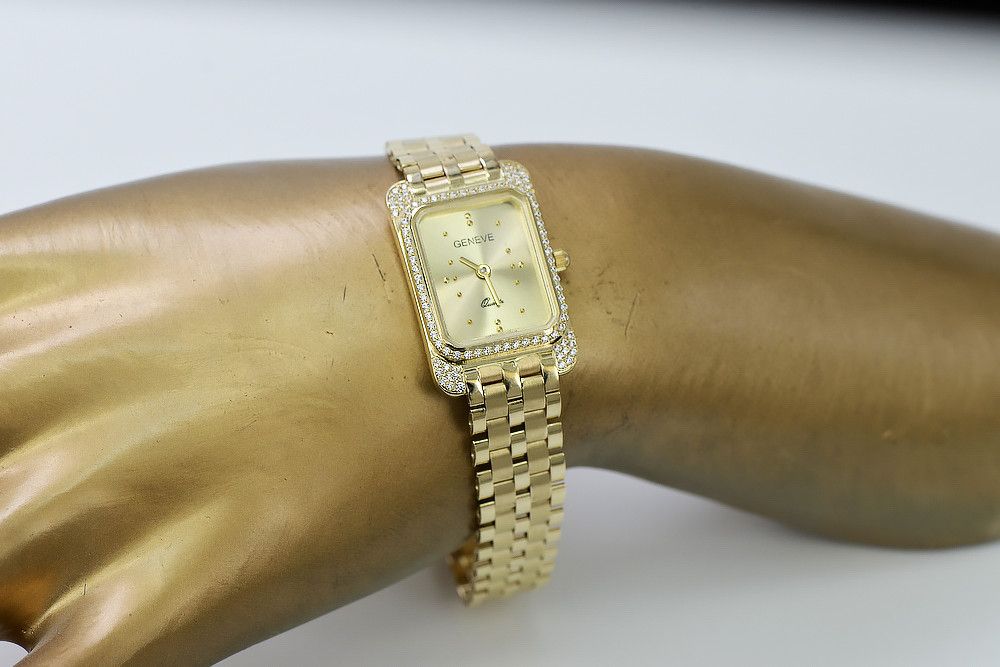 Złoty zegarek z bransoletą damską 14k włoski Geneve lw003ydg&lbw007y-P