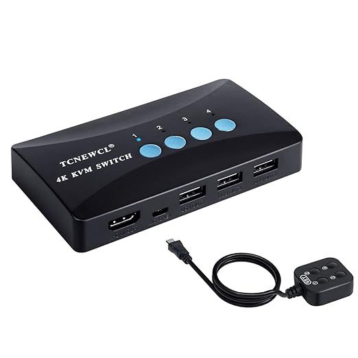 Przełącznik KVM TCNEWCL HDMI 4 porty z kablami USB – 4K 30Hz